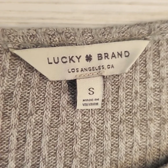 Womens Lucky Brand gray long bell sleeve top with bows size S. - Picture 9 of 13